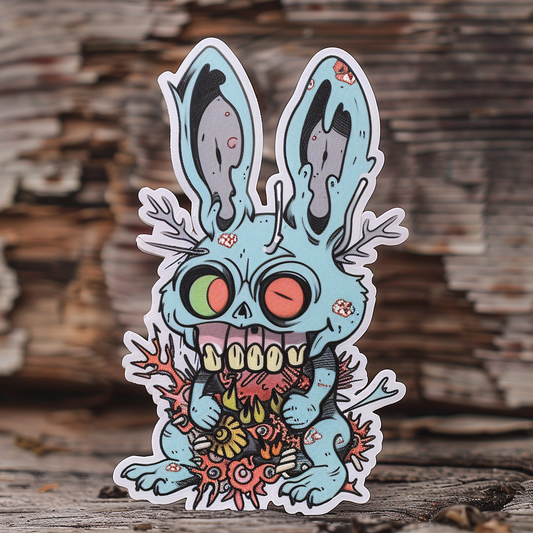 Fugly Friends - Zombie Bunny Sticker Pack - 7 Die cut stickers