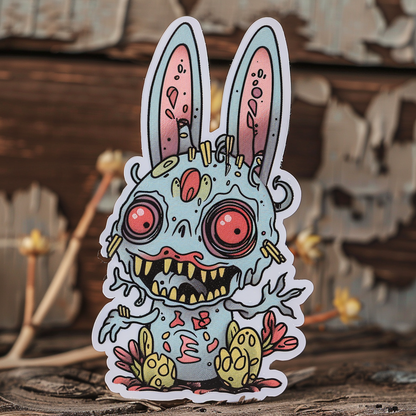 Fugly Friends - Zombie Bunny Sticker Pack - 7 Die cut stickers