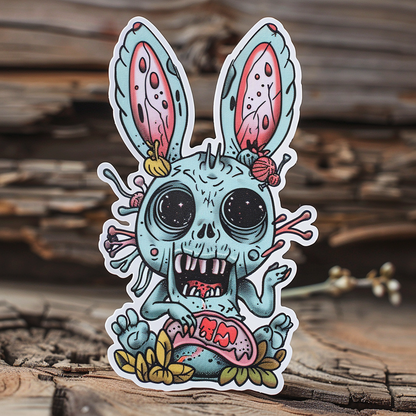 Fugly Friends - Zombie Bunny Sticker Pack - 7 Die cut stickers