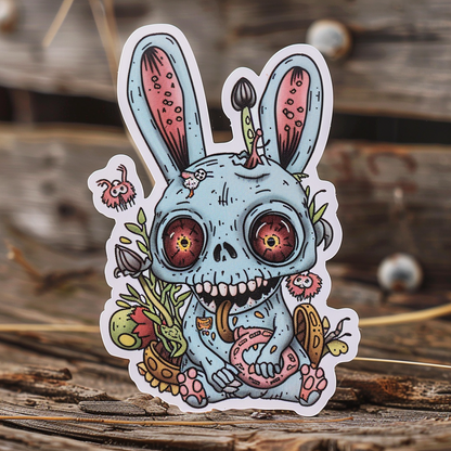 Fugly Friends - Zombie Bunny Sticker Pack - 7 Die cut stickers