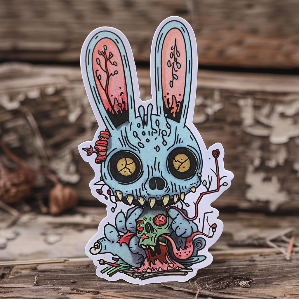 Fugly Friends - Zombie Bunny Sticker Pack - 7 Die cut stickers